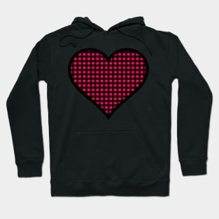 Pink and Black Gingham Heart Hoodie